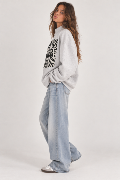 SIEB ZEBRA Mock-Neck Crew Sweatshirt