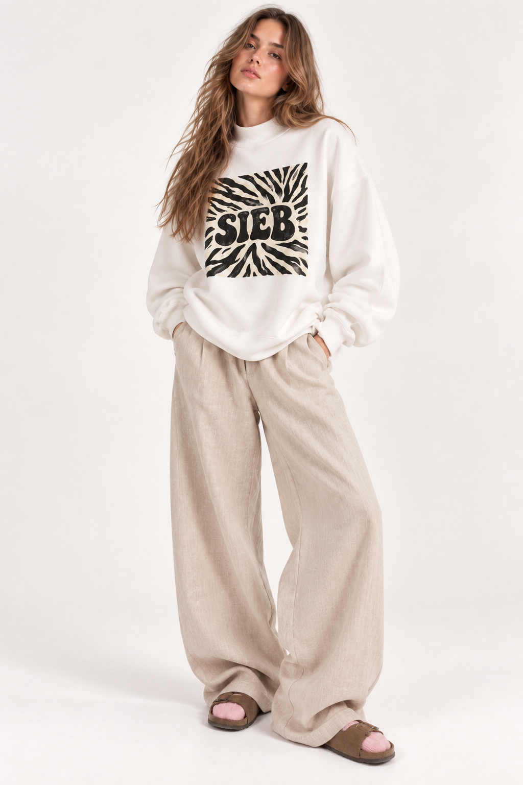 SIEB ZEBRA Mock-Neck Crew Sweatshirt