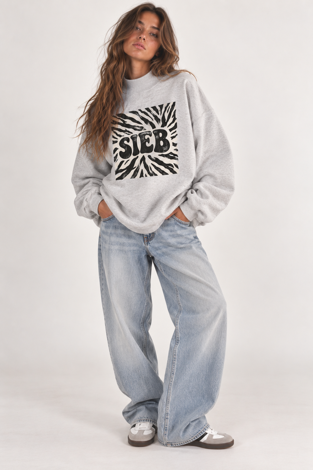 SIEB ZEBRA Mock-Neck Crew Sweatshirt