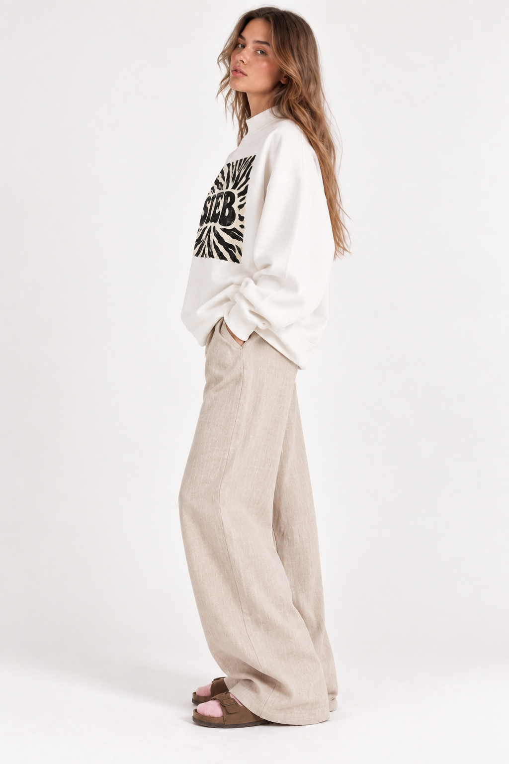 SIEB ZEBRA Mock-Neck Crew Sweatshirt