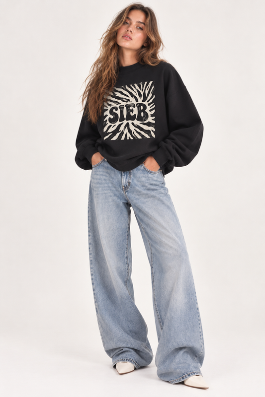 SIEB ZEBRA Mock-Neck Crew Sweatshirt